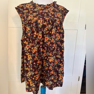 Old Navy Fall Floral Smocked Yoke Sleeveless Top XXL